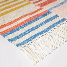 Area rug 2&#39; x 3&#39; home decor accent carpet colorful pink yellow blue stri... - £12.76 GBP