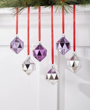 Holiday Lane Royal Holiday Set of 6 Glass Diamond Drop Ornaments C210399 - $29.65