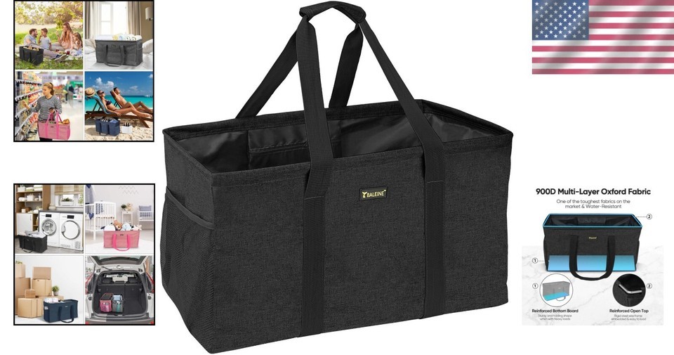 Extra Large Waterproof Utility Tote Bag with Wire Frame for Shopping 22''x12'' Item image 2
