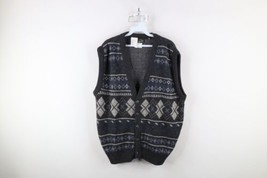 Deadstock Vintage 90s Streetwear Mens XL Fair Isle Knit Cardigan Sweater Vest - £70.22 GBP