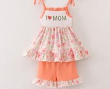 NEW Boutique Smocked Embroidered &#39;I Love Mom&#39; Girls Tunic &amp; Shorts Outfi... - $17.99