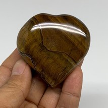 82.8g, 2.2&quot;x2.2&quot;x0.7&quot;, Tiger&#39;s Eye Heart Polished Healing Crystal @India, B33870 - £19.86 GBP
