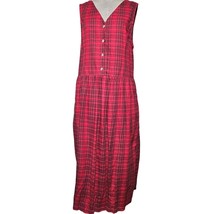 Red Plaid Sleeveless Dress with Pockets Size Medium - £27.06 GBP