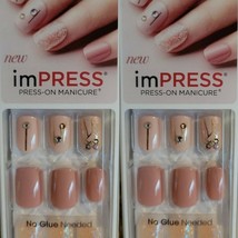2 BoxesNEW Kiss Nails Impress Press On Manicure Earth Tones Crossing Lines 82007 - £13.41 GBP