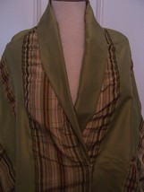 88″ Iri Green Gold Taffeta Seersucker Band Olive Stripe Fabric DRESS/HOME #BP37 - £41.51 GBP