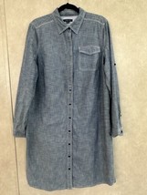 NEW Lands End Shirt Dress Size 16 Blue Jean Denim Button Roll Sleeve Mod... - $33.24