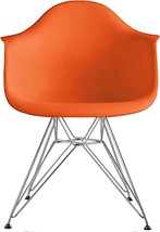 2Xhome Eiffel Contemporary Molded Modern Dining Arm Chair, Orange, 1 Piece. - £113.87 GBP