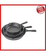 8, 10, &amp; 12 Inch Pre-seasoned Cast Iron Skillet Set – Non-Stick &amp; Easy t... - $59.39