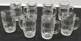 I) Set of 8 Vintage Dimple Beer Mugs Clear Bar Glass 5&quot; 12oz - £31.13 GBP