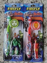 Marvel Iron Man/Incredible Hulk FIREFLY Toothbrush w/Mini Figurine, Cap (2 Pack) - £12.76 GBP