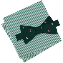 TOMMY HILFIGER Green Santa Hat Snowman Self Bow Tie Striped Pocket Squar... - $24.99