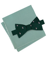 TOMMY HILFIGER Green Santa Hat Snowman Self Bow Tie Striped Pocket Squar... - £19.65 GBP