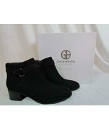 NIB Giani Bernini Black 8.5 M Leather Ankle Boot Side Zipper Buckle Accent - £52.26 GBP