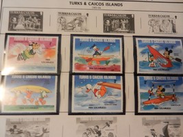 Set of 6 Disney Stamps 1984 Los Angeles Olympics, Turks &amp; Caicos Islands... - £15.98 GBP