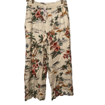 Time And Tru Womens Lounge Pants Multicolor Floral Drawstring Linen Blend M - £13.17 GBP
