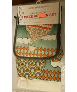 3 Pc Kitchen Set:1 Pot Holder 1 Towel &amp; 1 Oven Mitt Air Balloon Imaginat... - £18.94 GBP