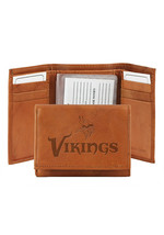 NFL Minnesota Vikings Embossed Pecan Genuine Leather Trifold Wallet - £19.46 GBP