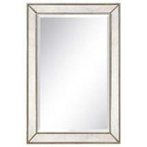 24 x 36 in. Solid Wood Frame Covered Wall Mirror with Beveled Antique Mi... - £165.73 GBP