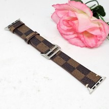 Brown Checkered Pattern Watch Band For Apple Watch 38mm PU Faux Leather - £12.17 GBP