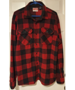 Mens Wrangler Fleece Shirt/Jacket Red Black Buffalo Plaid Sz Large Chest... - $17.46