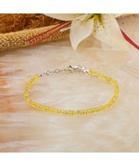 Natural Yellow Sapphire Gemstone Silver Bracelet, 2mm, Christmas Gift fo... - $92.57+