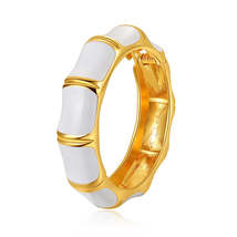 White Enamel &amp; 18K Gold-Plated Bamboo Bangle - £13.58 GBP