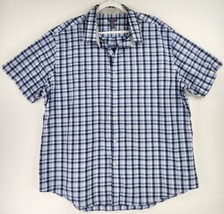 Van Heusen Shirt Mens XXL Blue Plaid Flex Front Pocket Classic Core Casual Top - £23.67 GBP