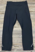 All In Motion Cropped Capri Leggings Small Black Reflective Strips Nylon... - $9.90