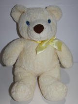 JC Penney Chosun Yellow Chenille Teddy Bear 14&quot; Plush Bow Blue Sewn Eyes Soft - £28.91 GBP