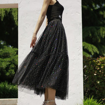 Black Sparkly Long Tulle Skirt Outfit Women Custom Plus Size Layered Tulle Skirt image 8