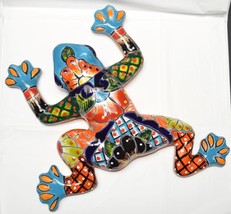 12&quot; Talavera Toad Frog Bullfrog Figurine Mexican Clay Folk Art Blue Mult... - £25.51 GBP