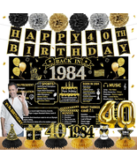 40Th Birthday Decorations for Men Women, 16Pcs Back in 1984 Banner Party... - £29.14 GBP