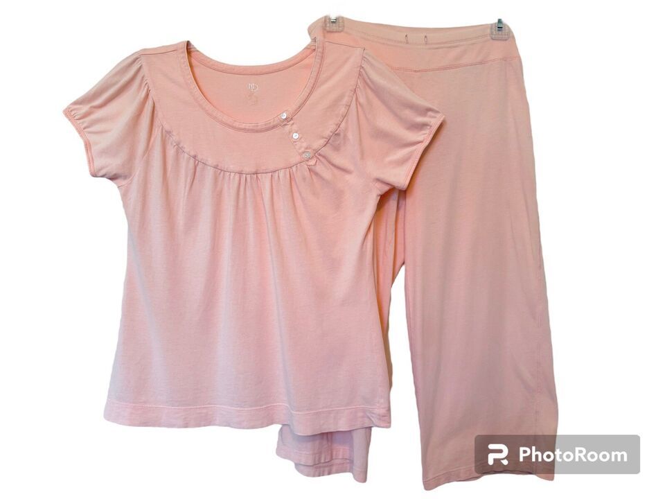 ND Intimates Womens S Peachy Pink 2 Pc Capri Leg Short Sleeve Soft Pajam... - $11.95