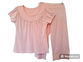 ND Intimates Womens S Peachy Pink 2 Pc Capri Leg Short Sleeve Soft Pajamas Set - £9.35 GBP