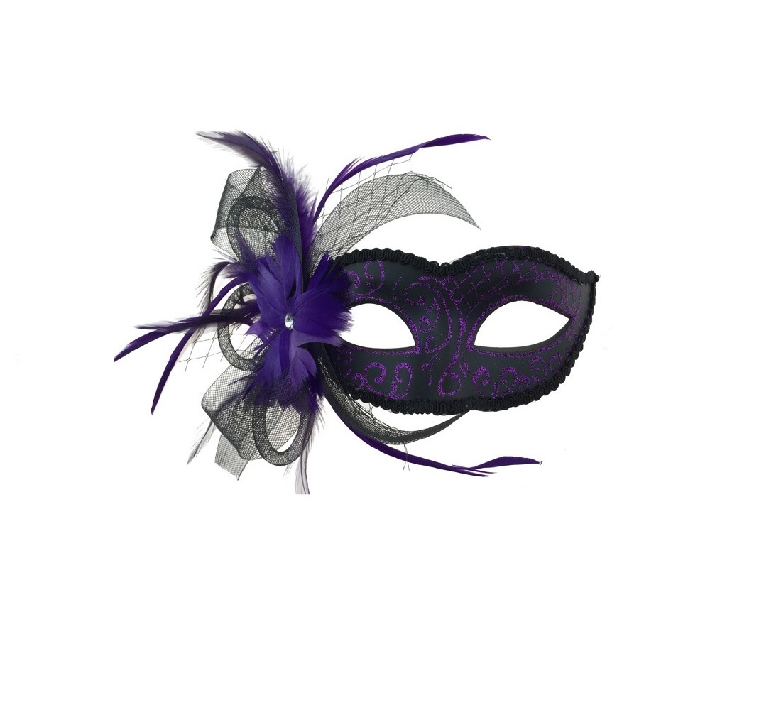 Kbw Women&#39;s feather and Veil Eye Mask, Purple - $30.12