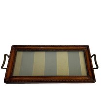 Antique wooden Glass Tray Brass Handles Vanity Room Decor - $59.39