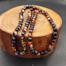 vintage Agate lucky Tibetan Himalayan 6mm Beads Necklace - $48.50