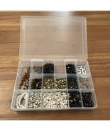 Plastic Organizer Mixed Lot of Brown Beads and Shells Crafting Jewelry - £9.43 GBP