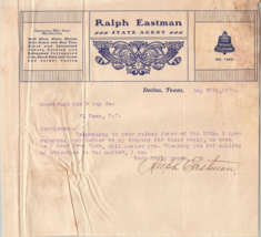 Ralph Eastman Signed Agent Dallas TX Texas receipt 1902 Barb Wire nail F... - $39.12