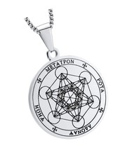 Mens Metatron&#39;s Cube Symbol Medal Steel Sacred - £28.47 GBP