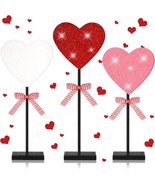 Geetery 3 Pcs Valentine&#39;s Day Heart Wooden Sign Tall Standing Heart Bloc... - £19.84 GBP