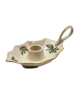 Lenox Holiday Dimension Leaf Candle Holder Porcelain Christmas Holly Ber... - $21.99