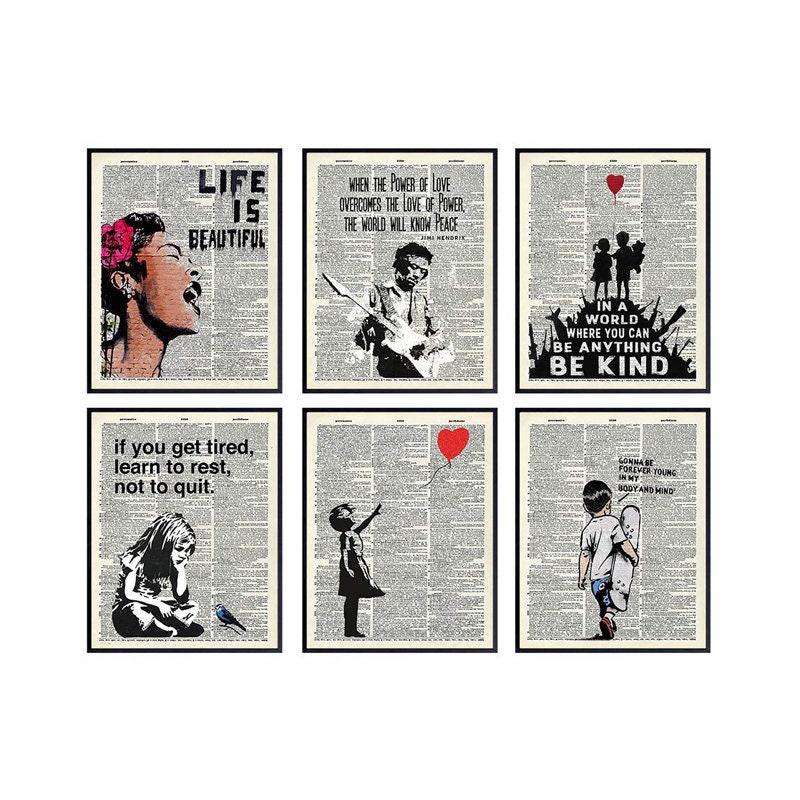 Primary image for Banksy Wall Art Set - Inspirational Quotes Room Decor - Art