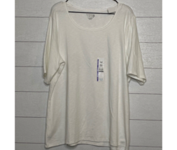 Time &amp; Tru White Elbow Sleeve Scoop Neck Shirt Tee Womens XXL 20 - £19.65 GBP