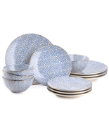 Dot 12-Piece Ceramic Dinnerware Set Blue - $106.21 CAD