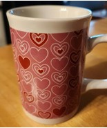 Ceramic Just For You Mini Coffee Mug Red &amp; White Hearts Valentines Day 8oz. - £4.59 GBP