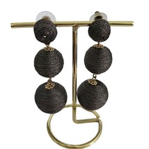 Anthropologie Metallic Gray Tiered Woven Ball Drop Earrings - $10.88