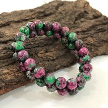 Natural Ruby Zoisite Gemstone 8 mm beads 7.5&quot; Inches Stretch Bracelet 2SB-54 - £9.95 GBP