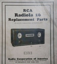 RCA Radiola 16 Replacement Parts Pamphlet 1927 Vintage Radio 4 Sided Eph... - £39.99 GBP