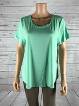 Jm Collection Green Short Sleeve Scoop Neck Jersey Tee New Petite Large - £6.87 GBP